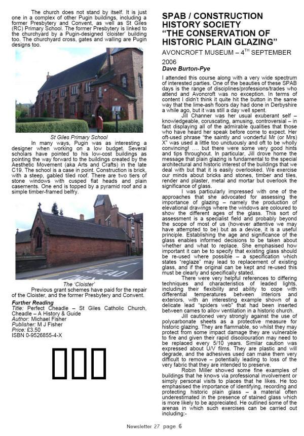IHBC West Midlands Branch Newsletter, downloadable PDF avalible from West Midlands Branch page. 