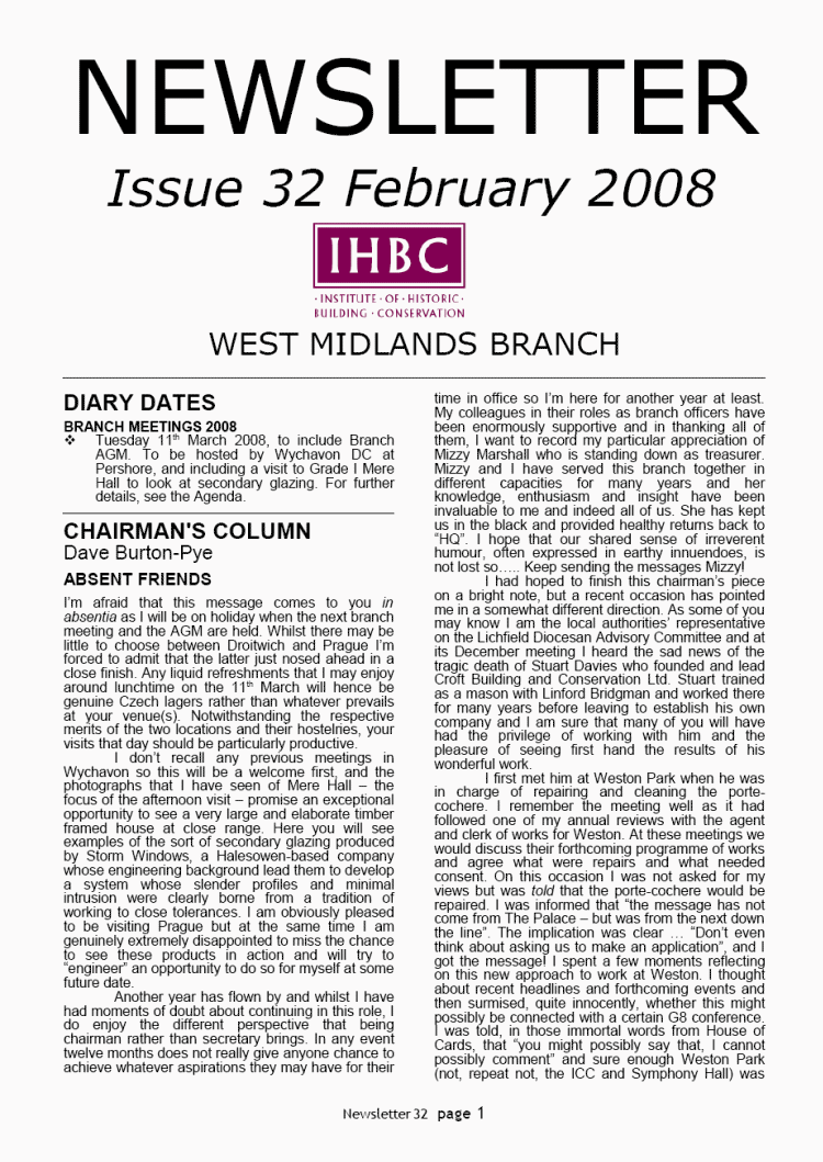 West Midlands Newletter 32, p1